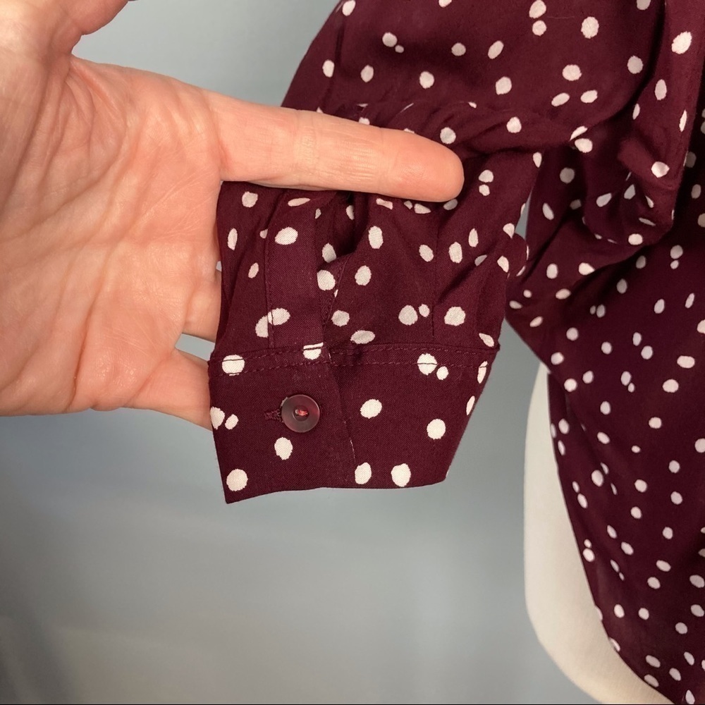anthropologie Maeve Maroon Linden Polka Dot Blouse - Picture 6 of 15